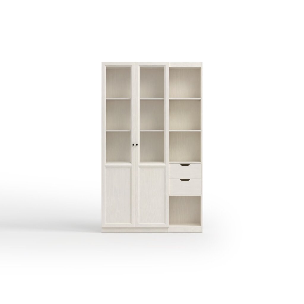 Bibliothèque 2 porte vitrée 2 tiroir Blanc