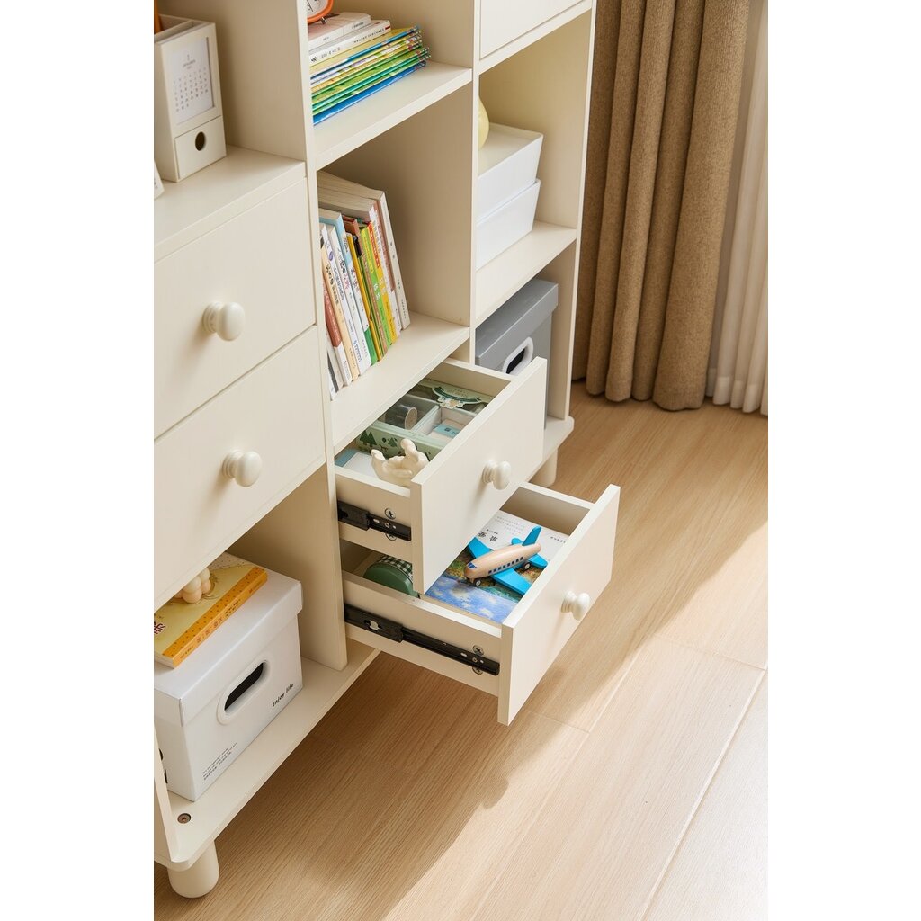 Mini bibliothèque x9 4 tiroirs 1 porte Blanc