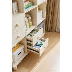Mini bibliothèque x9 4 tiroirs 1 porte Blanc