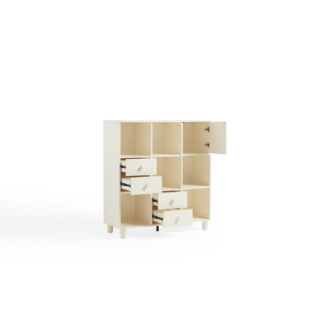 Mini bibliothèque x9 4 tiroirs 1 porte Blanc