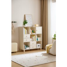 Mini bibliothèque x9 4 tiroirs 1 porte Blanc