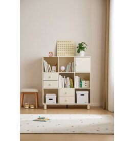 Mini bibliothèque x9 4 tiroirs 1 porte Blanc