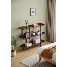 Étagère métallique noir + noisette 120x35x95 cm
