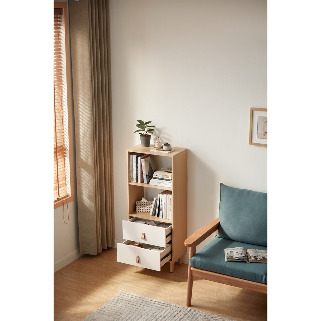 Étagère 2 tiroirs lanières 120 cm