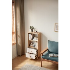 Étagère 2 tiroirs lanières 120 cm