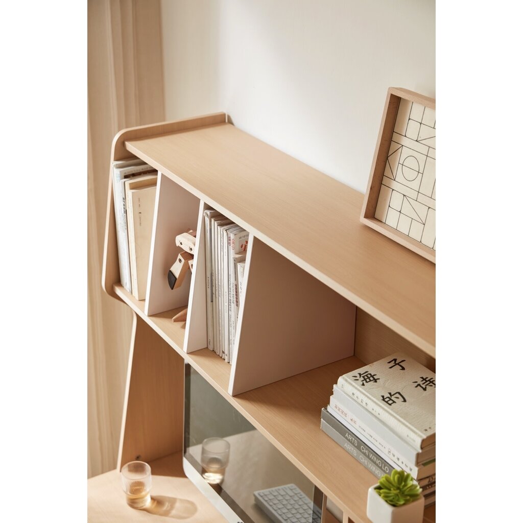 Bureau avec étagères 1 porte 1 tiroir lanière 120 cm