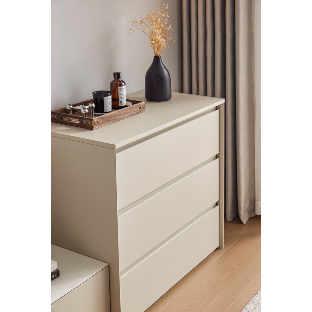 Commode 3 tiroirs (TV1E-A) Gris clair