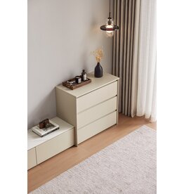 Commode 3 tiroirs (TV1E-A) Gris clair