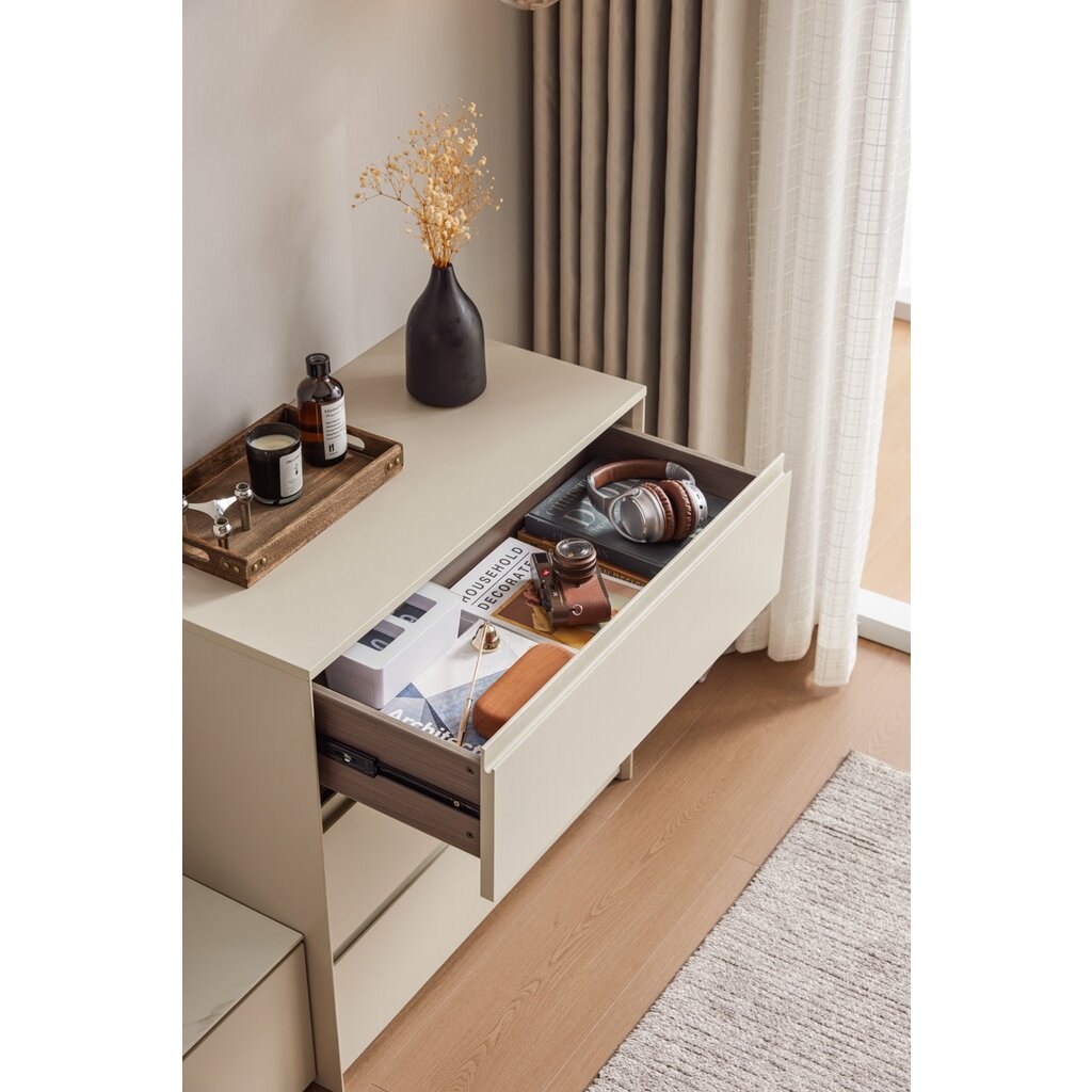 Commode 3 tiroirs (TV1E-A) Gris clair