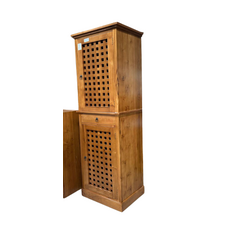 Colonne 2 portes en Caillebotis et 1 tiroir 53x45x200 Cm Naturel