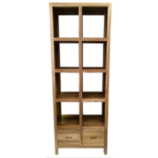 Bibliothèque en teck 8 cases 2 tiroirs 72x40x195 Cm Waxed
