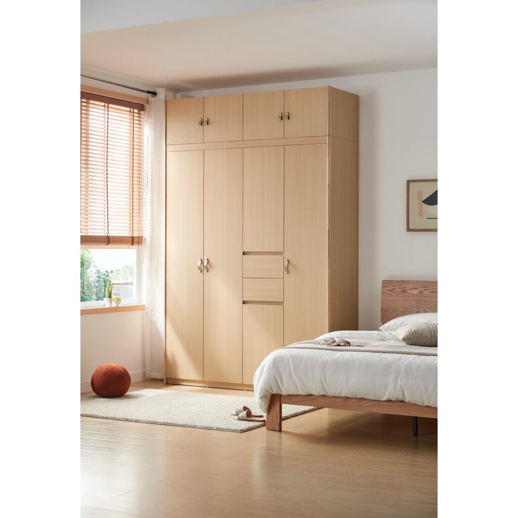 Armoire 5 portes 2 tiroirs 160 cm Bois