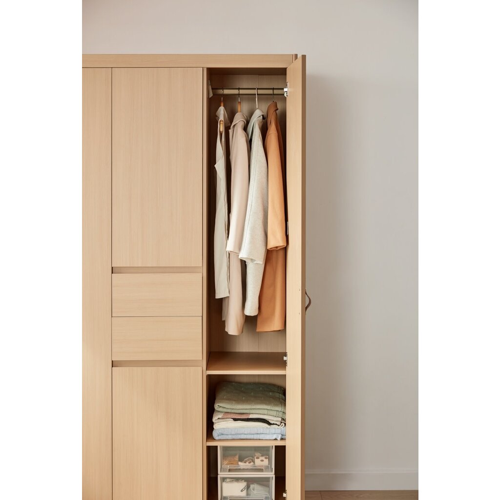 Armoire 5 portes 2 tiroirs 160 cm Bois