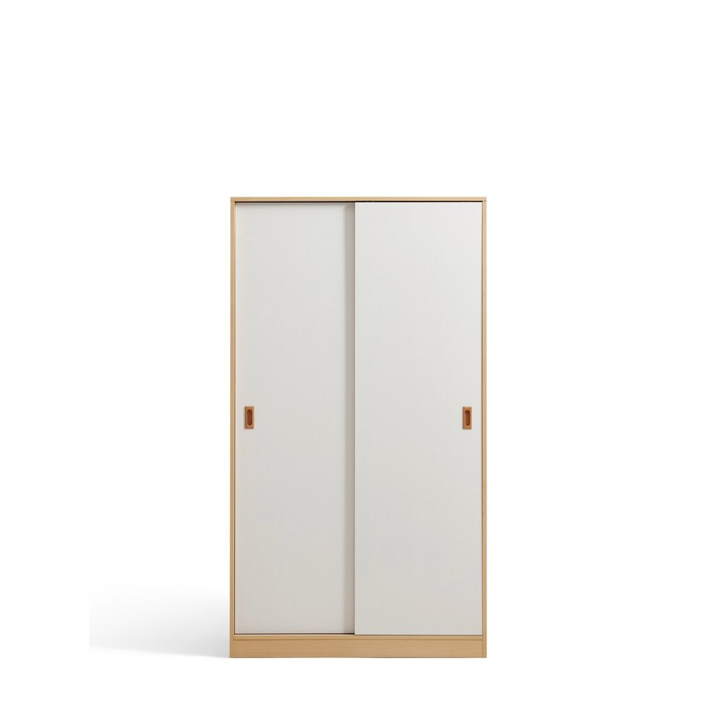 Armoire penderie 2 portes coulissantes 100 cm Bois et Blanc
