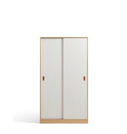 Armoire penderie 2 portes coulissantes 100 cm Bois et Blanc
