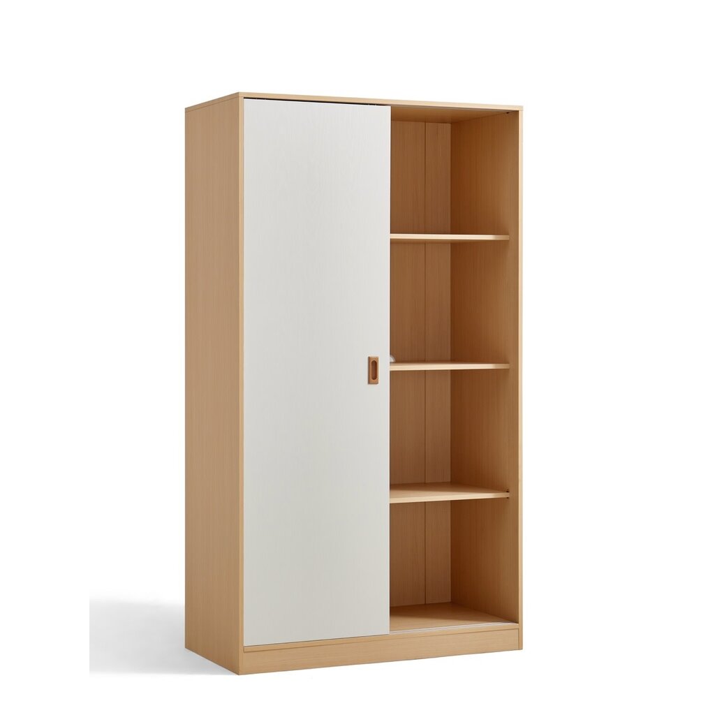 Armoire penderie 2 portes coulissantes 100 cm Bois et Blanc