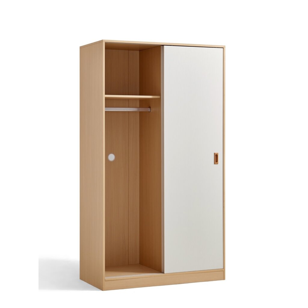 Armoire penderie 2 portes coulissantes 100 cm Bois et Blanc