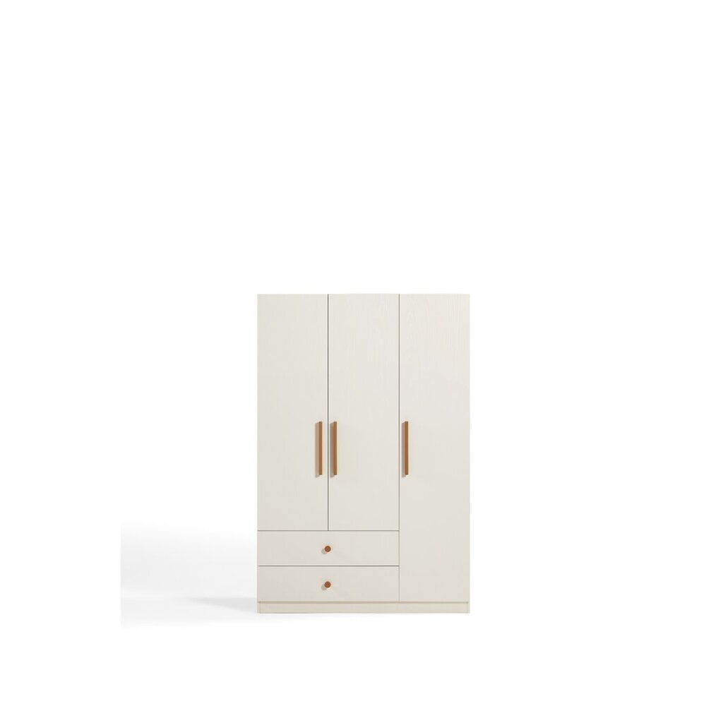 Armoire penderie 3 portes 2 tiroirs 120 cm Blanc