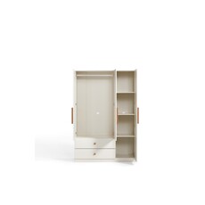Armoire penderie 3 portes 2 tiroirs 120 cm Blanc