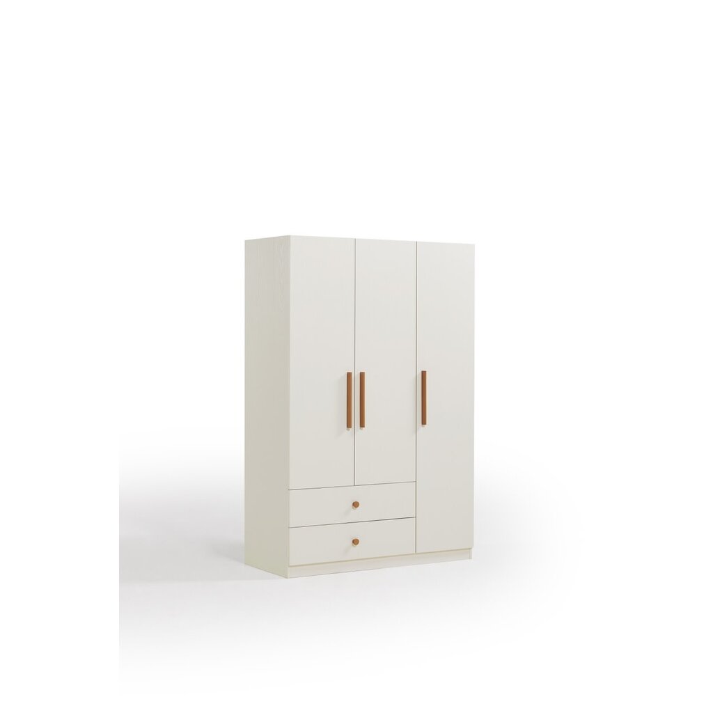 Armoire penderie 3 portes 2 tiroirs 120 cm Blanc