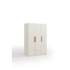 Armoire penderie 3 portes 2 tiroirs 120 cm Blanc