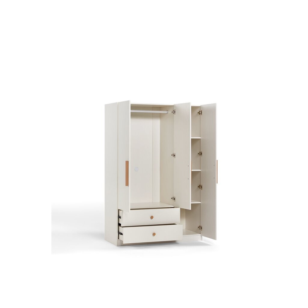 Armoire penderie 3 portes 2 tiroirs 120 cm Blanc