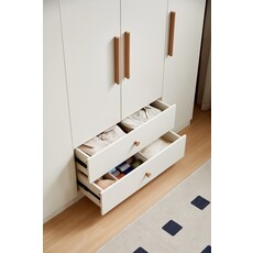 Armoire penderie 3 portes 2 tiroirs 120 cm Blanc