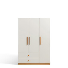 Armoire penderie 3 portes 2 tiroirs 120 cm Bois et blanc