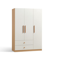 Armoire penderie 3 portes 2 tiroirs 120 cm Bois et blanc