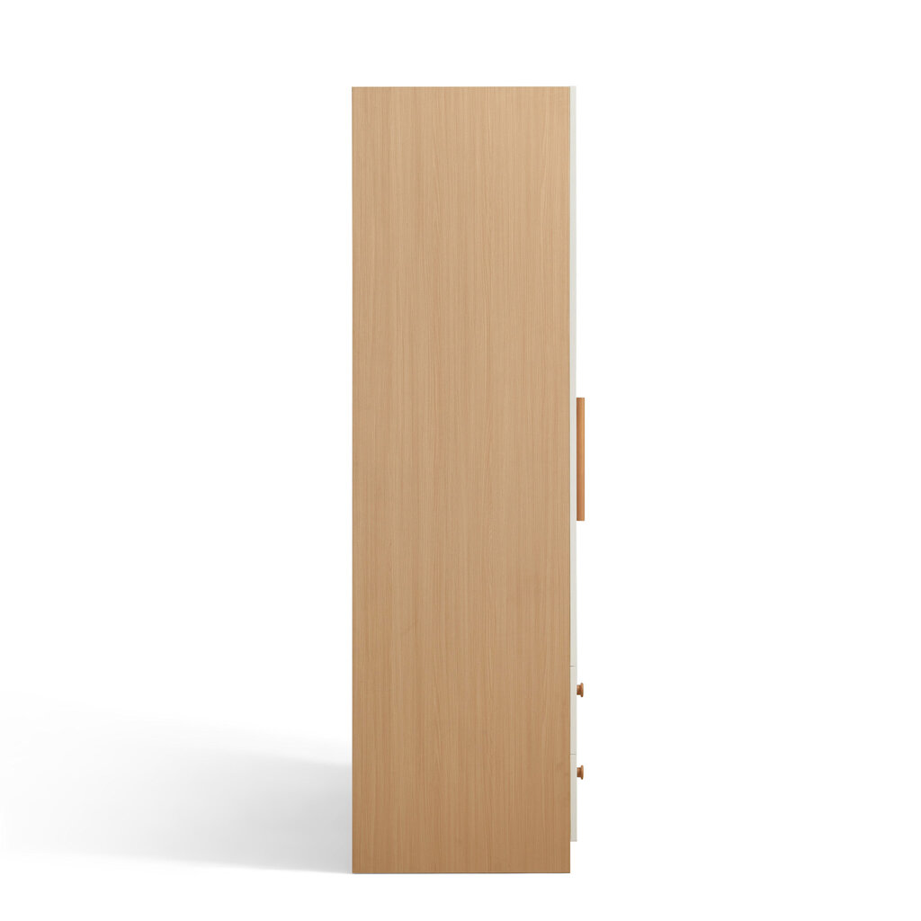 Armoire penderie 3 portes 2 tiroirs 120 cm Bois et blanc