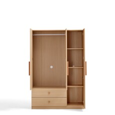 Armoire penderie 3 portes 2 tiroirs 120 cm Bois