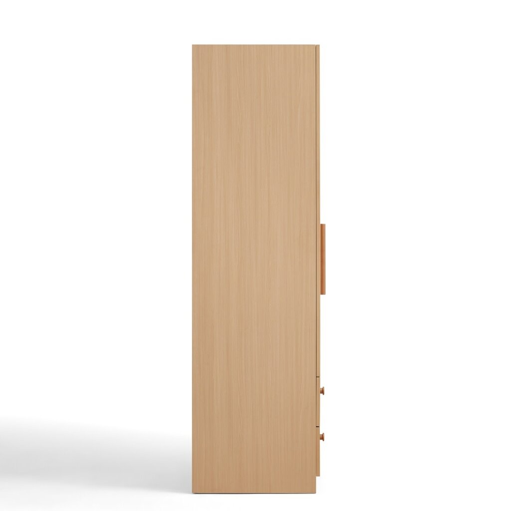 Armoire penderie 3 portes 2 tiroirs 120 cm Bois