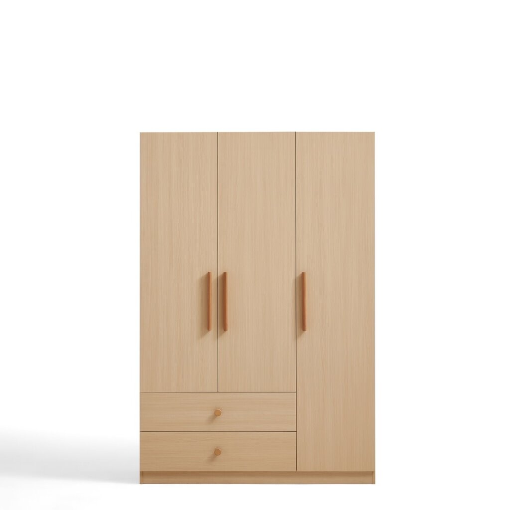 Armoire penderie 3 portes 2 tiroirs 120 cm Bois