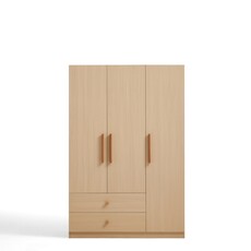 Armoire penderie 3 portes 2 tiroirs 120 cm Bois