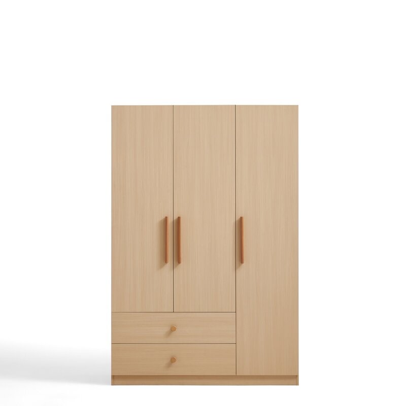 Armoire penderie 3 portes 2 tiroirs 120 cm Bois