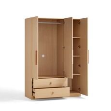 Armoire penderie 3 portes 2 tiroirs 120 cm Bois