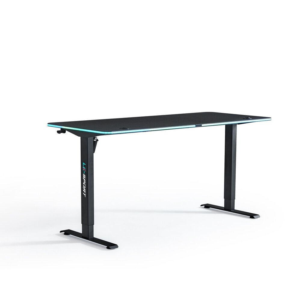 Bureau noir de gamer à levage électrique de 1,4 m avec bande lumineuse