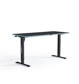 Bureau noir de gamer à levage électrique de 1,4 m avec bande lumineuse