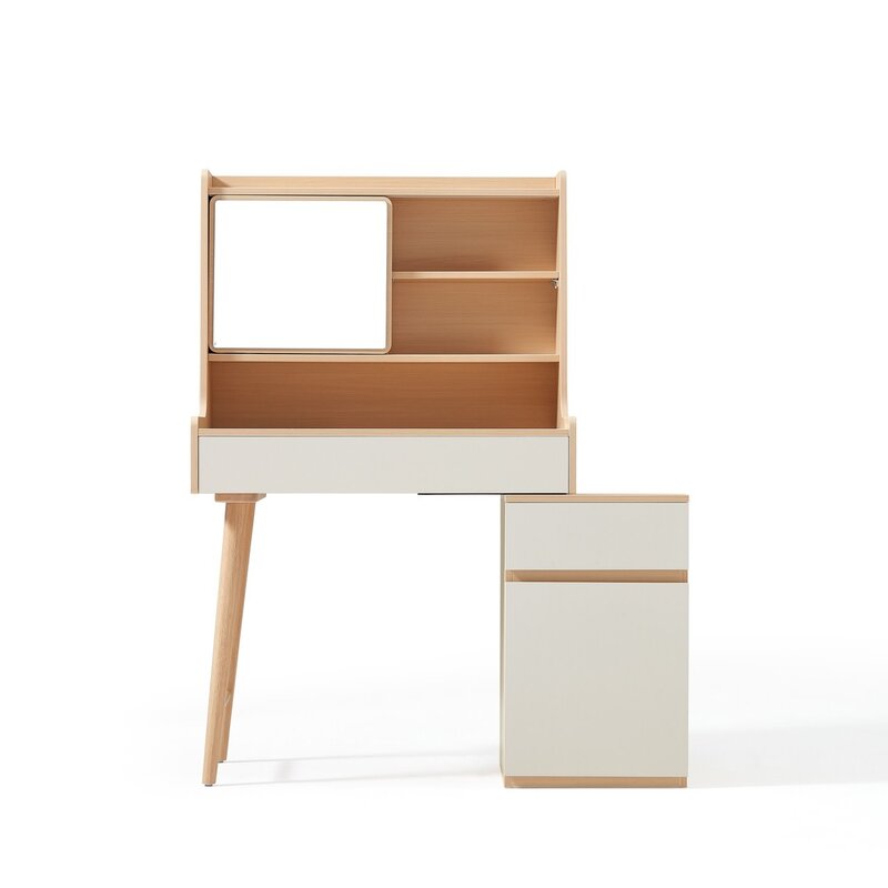 Coiffeuse avec caisson de rangement + miroir 81x45x130 cm