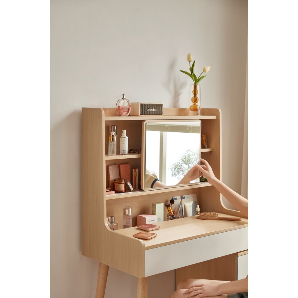Coiffeuse avec caisson de rangement + miroir 81x45x130 cm