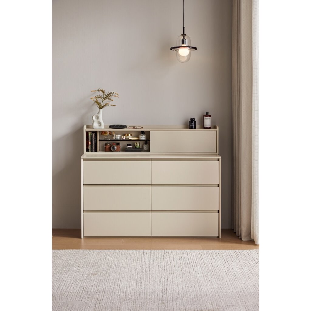 Commode 6 tiroirs Gris clair