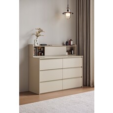 Commode 6 tiroirs Gris clair