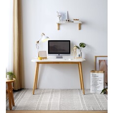 Bureau blanc 4 pieds bois