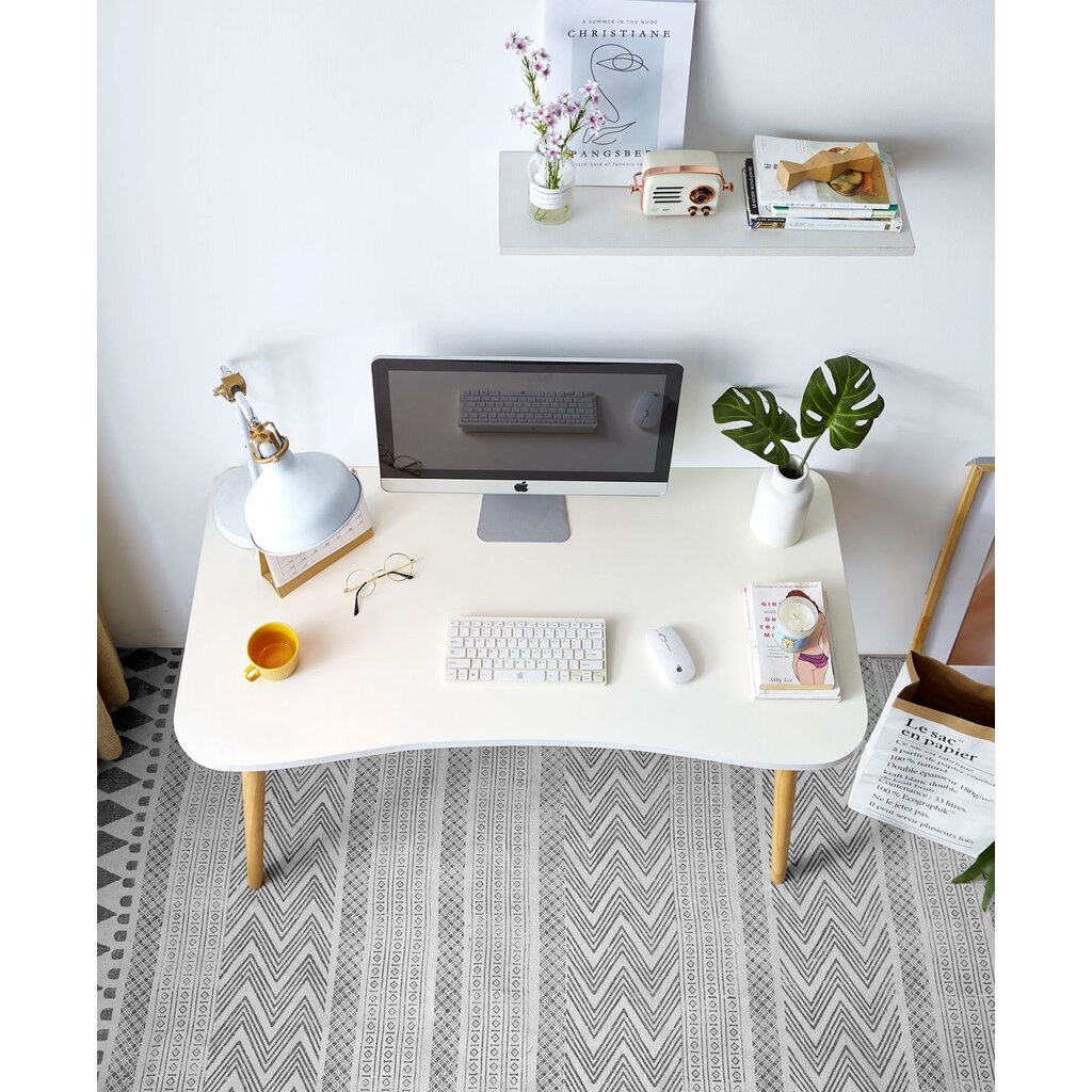 Bureau blanc 4 pieds bois