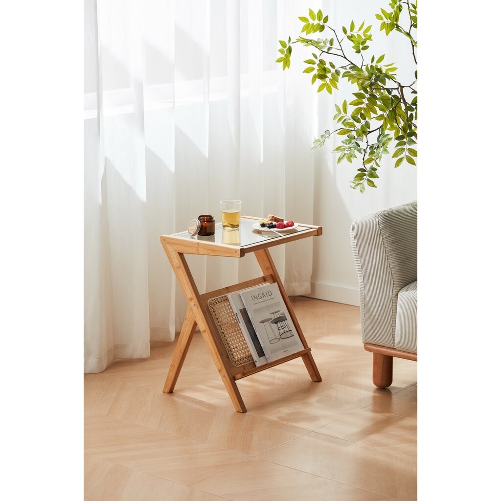 Table d'appoint en forme de Z 44 cm Bois