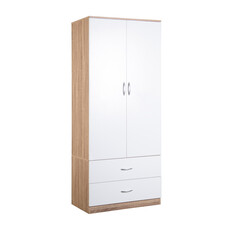 Armoire Penderie Monteno 2 portes 2 tiroirs 76x45x180 cm
