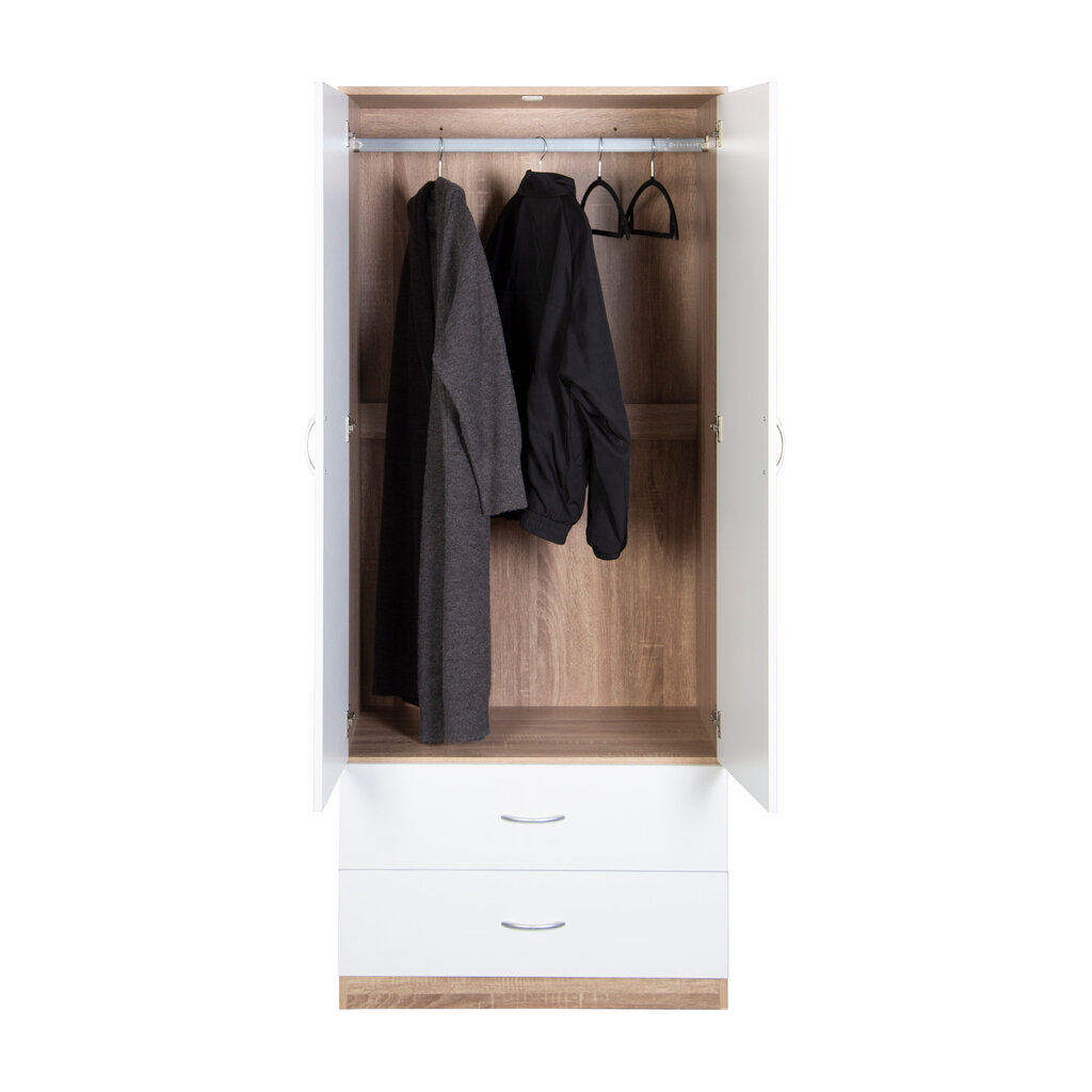 Armoire Penderie Monteno 2 portes 2 tiroirs 76x45x180 cm