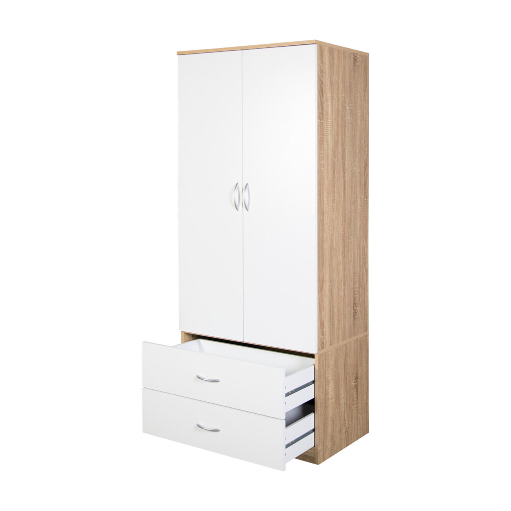Armoire Penderie Monteno 2 portes 2 tiroirs 76x45x180 cm