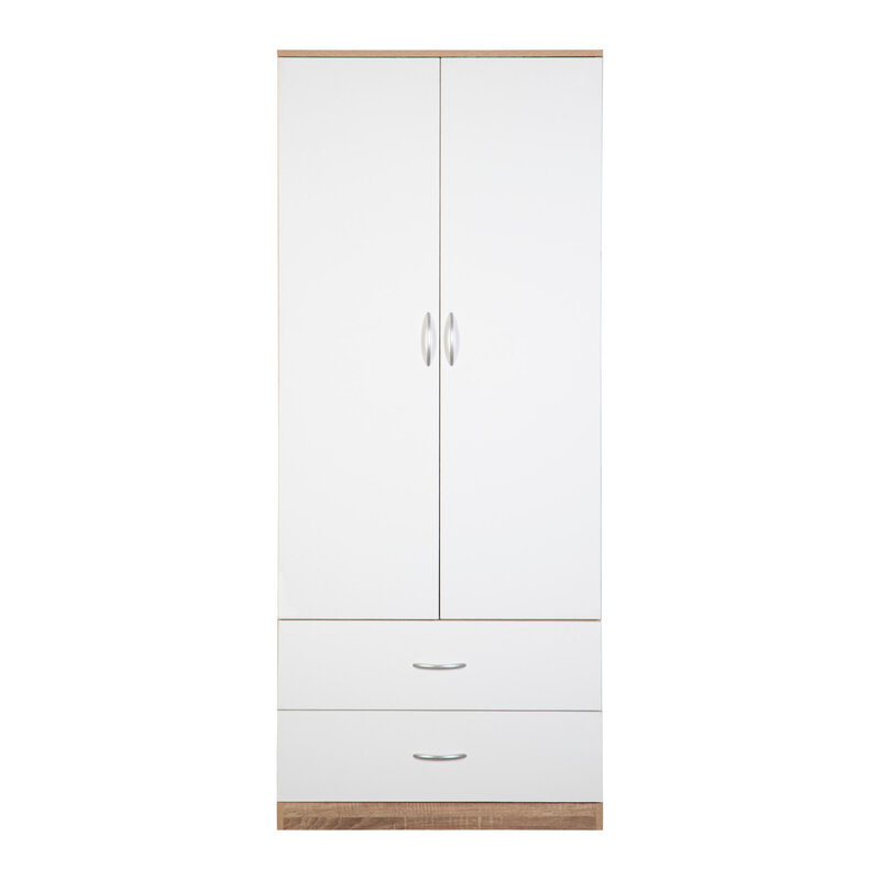 Armoire Penderie Monteno 2 portes 2 tiroirs 76x45x180 cm