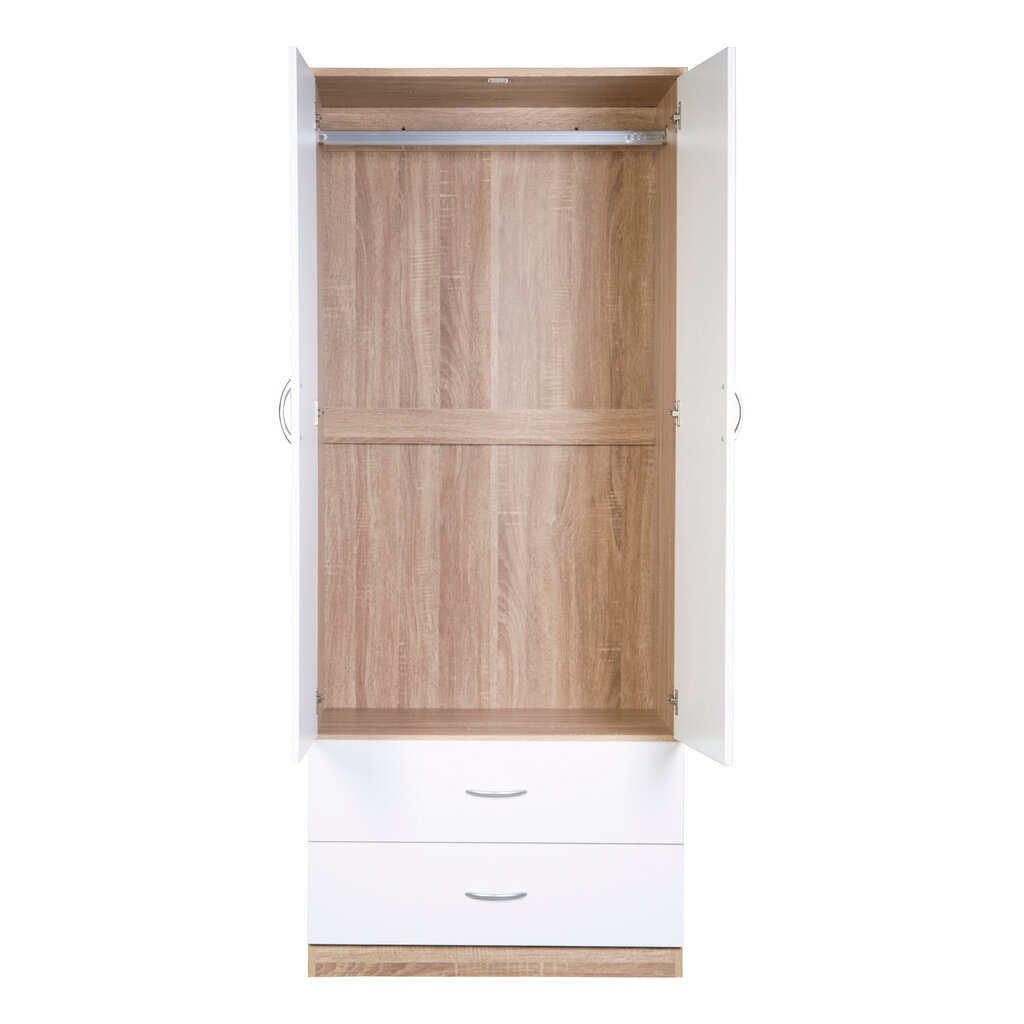 Armoire Penderie Monteno 2 portes 2 tiroirs 76x45x180 cm